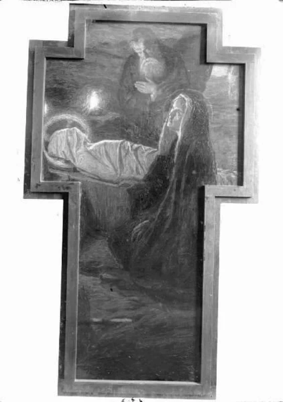 Riproduzione di opera d'arte. Dipinto di Lazzaro Pasini. Cristo nel sepolcro - Biblioteca Nazionale Braidense, Milano